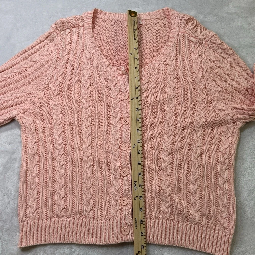 American Eagle Pink‎ Cable Knit Cardigan & Cami Set Womens XL